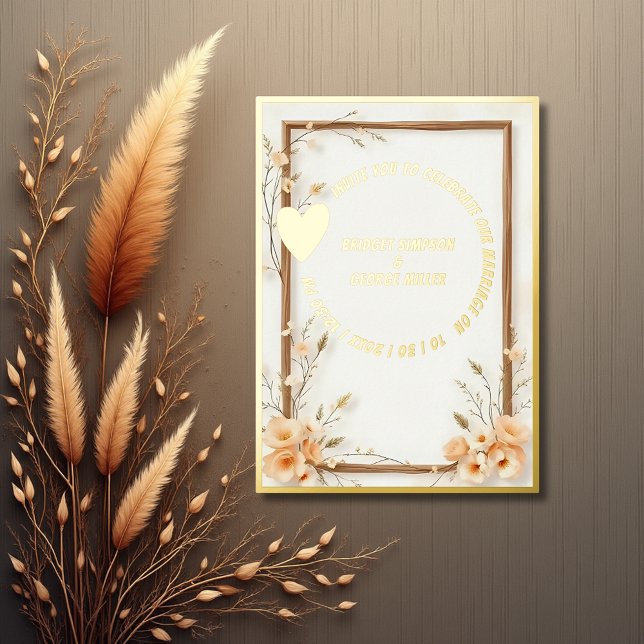 Luxe gold Botanical rustic Wedding Foil Invitation (Creator Uploaded)