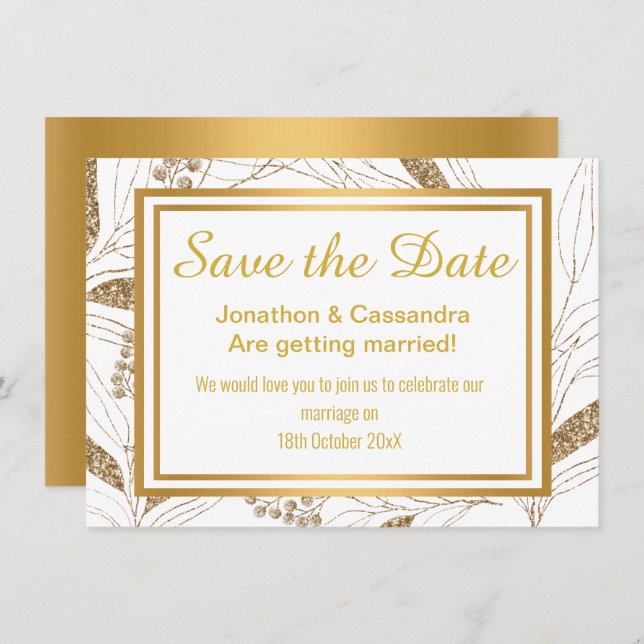 LUXE GOLD BOTANICAL SAVE THE DATE (Front/Back)