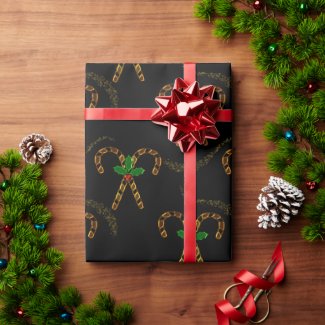 Luxe Gold Candy Canes Black Christmas