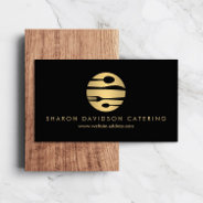 Luxe Gold Catering Logo Restaurant, Chef Black Business Card at Zazzle