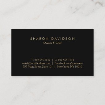 Luxe Gold Catering Logo Restaurant, Chef Black Business Card | Zazzle