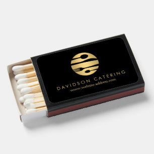 Luxe Gold Catering Logo Restaurant, Chef Black Matchboxes