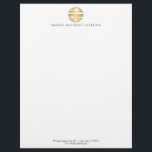 Luxe Gold Catering, Restaurant, Chef Letterhead<br><div class="desc">Coordinates with the Luxe Gold and Black Catering,  Restaurant,  Chef Business Card Template by 1201AM. An elegant logo of flatware shimmers in a faux gold design on this designer letterhead template. © 1201AM CREATIVE</div>