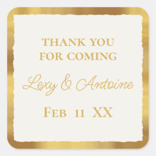 Luxe Gold Edge Thank You for Coming  Wedding Square Sticker