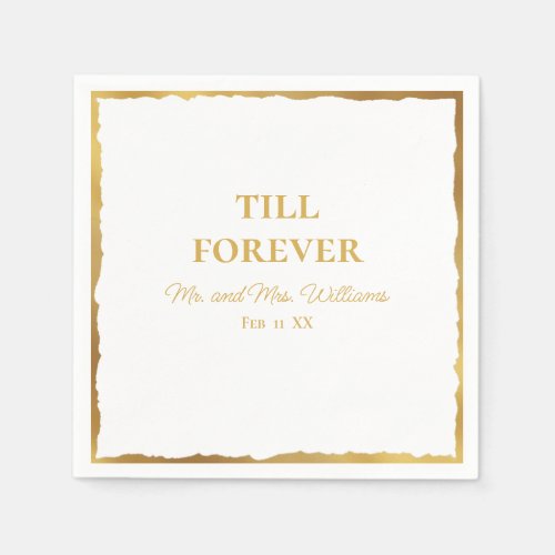 Luxe Gold Edge Till Forever Mr and Mrs Wedding Napkins