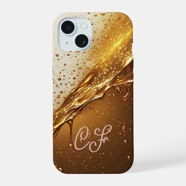 💛 Luxe Gold Flow Case Glittering Liquid Drip ✨📱 (Back)