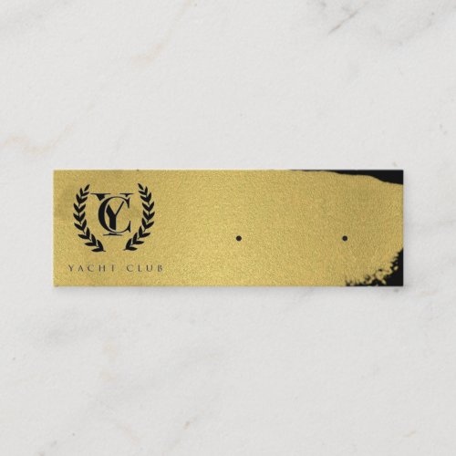 Luxe Gold Foil Black Texture Brush Stroke Logo  Mini Business Card