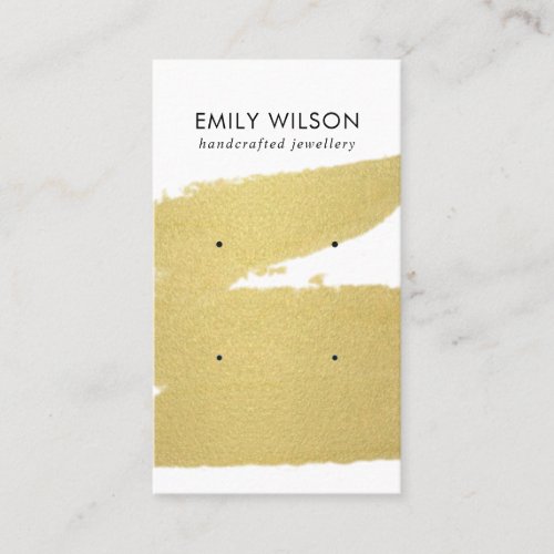 LUXE GOLD FOIL BRUSH STROKE 2 STUD EARRING DISPLAY BUSINESS CARD