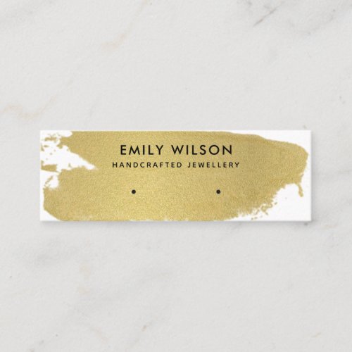 LUXE GOLD FOIL BRUSH STROKE STUD EARRING DISPLAY MINI BUSINESS CARD