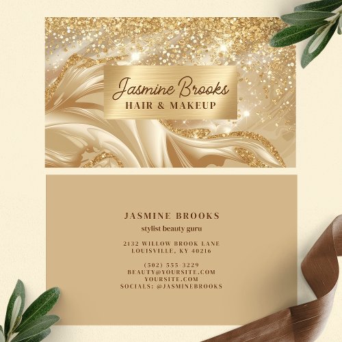 Luxe Gold Glitter And Swirls Business Card