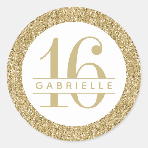 Luxe Gold Glitter Birthday Favor Sticker Label
