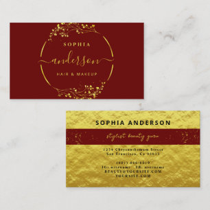 Luxe Gold Logo circle Foliage & Glitter Gold Foil Business Card
