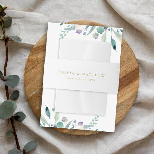 Luxe Gold Minimalist Wedding Monogram Invitation Belly Band