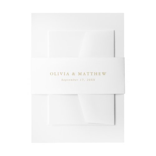 Luxe Gold Minimalist Wedding Monogram Invitation Belly Band