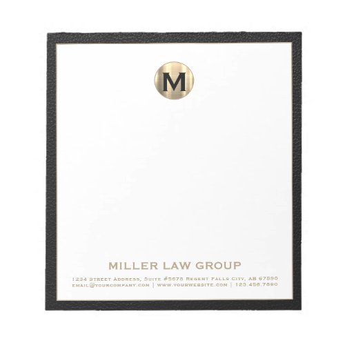 Luxe Gold Monogram Initial Logo Notepad