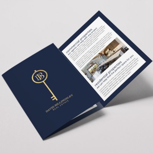 Luxe GoldNavy Skeleton Key Real Estate Brochure