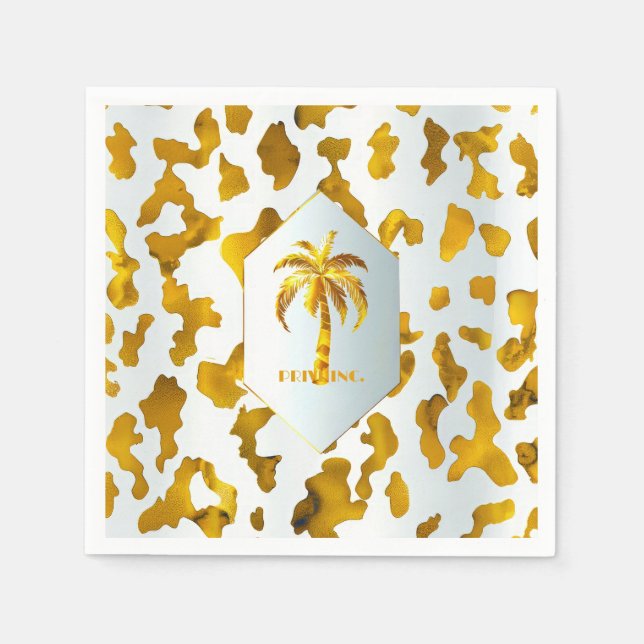 Luxe Gold Palm Safari Chic Party  Napkins (Front)