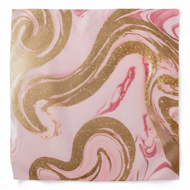 Luxe Gold Pink Adult 22" x 22" Bandana (Front)