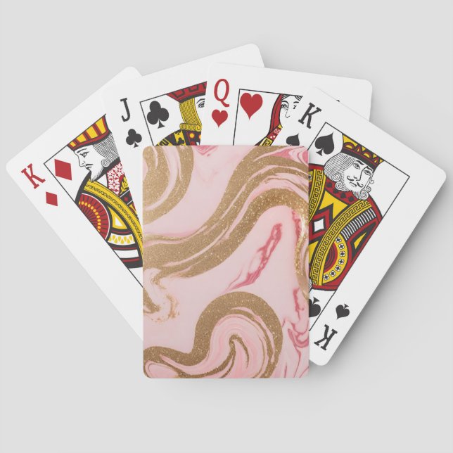 Luxe Gold Pink AI Art  Poker Cards (Back)