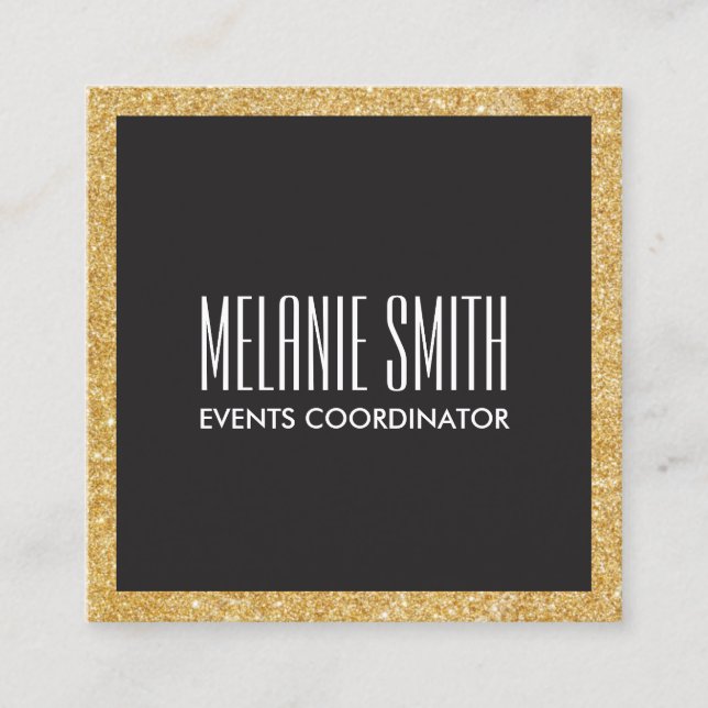Luxe Gold Shimmer Square Business Card (Front)