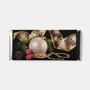 Luxe Gold Silver Pine Cone Holiday Black Gift Hershey Bar Favors