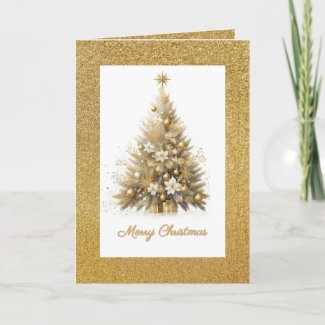 Luxe Gold Sparkle Christmas Tree Greeting 