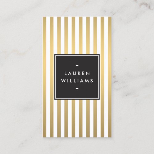 Luxe Gold Stripes Boutique Fashion Beauty Business Card