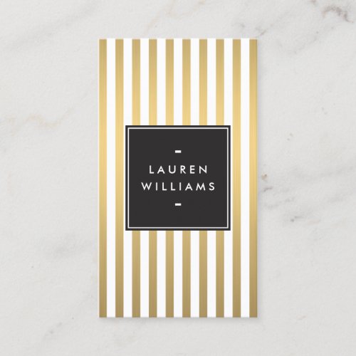 Luxe Gold Stripes Boutique, Fashion, Beauty Business Cards