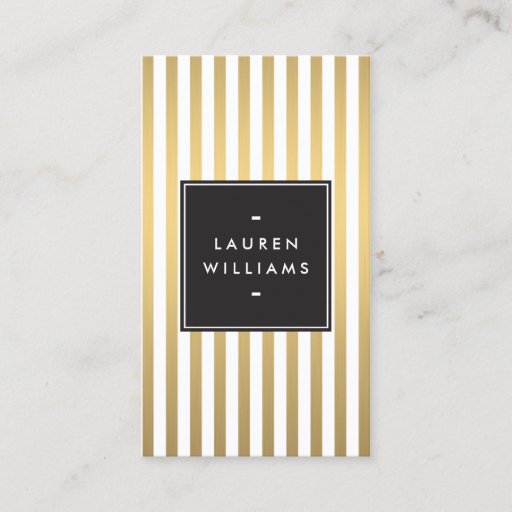 Customizable Luxe Gold Stripes Boutique, Fashion, Beauty Business Cards