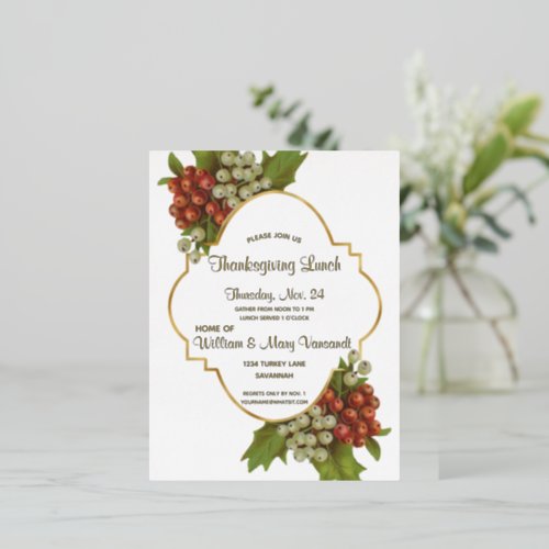 Luxe Gold Watercolor Thanksgiving Foil Post Card