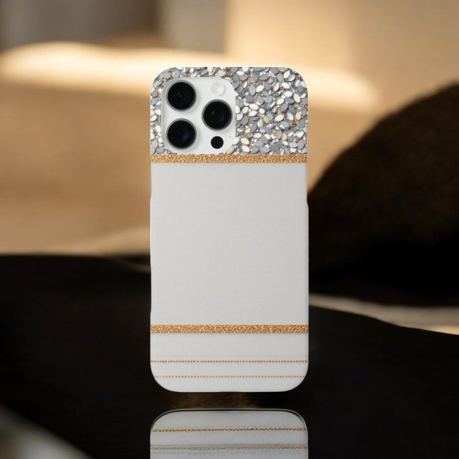  Luxe Gold & White Glitter Shield Case-Mate iPhone Case (Creator Uploaded)