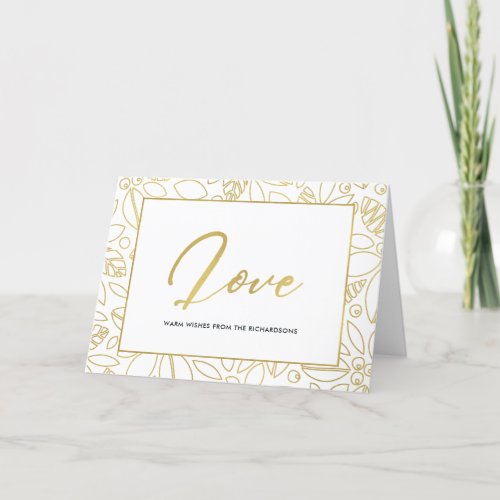 LUXE GOLD WHITE HOLLY BERRIES CHRISTMAS LOVE CARD