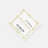 LUXE GOLD WHITE ROSE FLORAL ANY YEAR ANNIVERSARY NAPKINS (Corner)