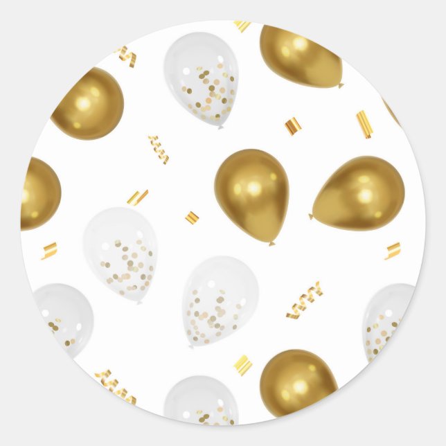 Luxe Golden Balloons & Confetti Stickers (Front)