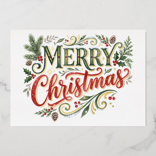 Luxe Green and Red Hand Lettering Photo Card