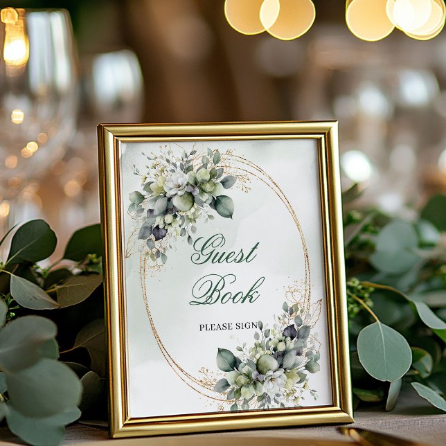 Luxe Green and White Guest Book Table Sign (Luxe Green and White Guest Book Table Sign)