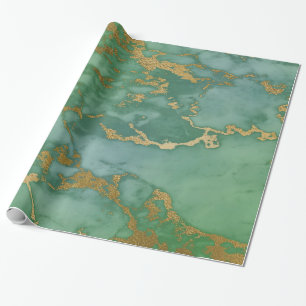 LUXE GREEN GOLD MARBLE WRAPPING PAPER GIFT WRAP