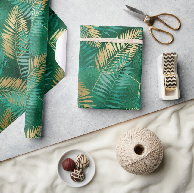LUXE GREEN TROPICAL WRAPPING PAPER GIFT WRAP (Crafts)