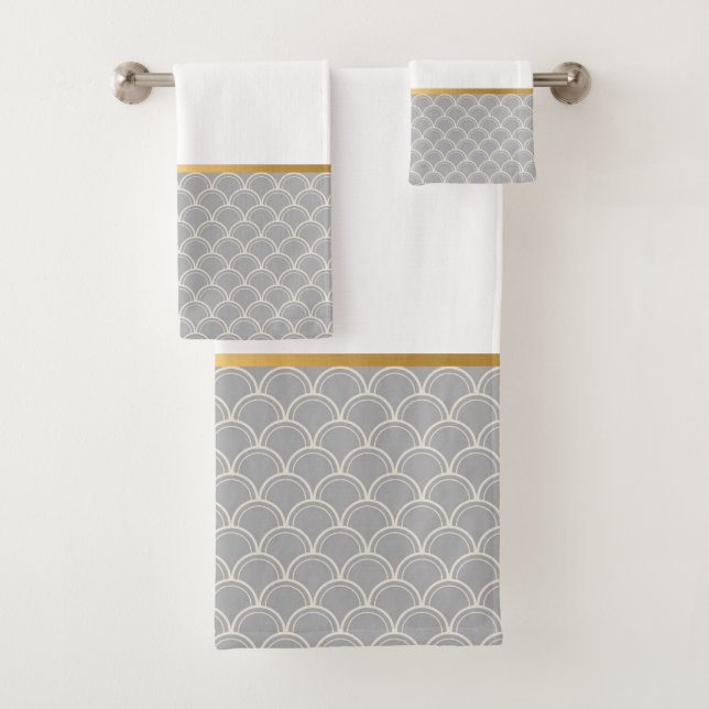 LUXE GREY MERMAID SCALE BATHROOM TOWEL SET (Insitu)