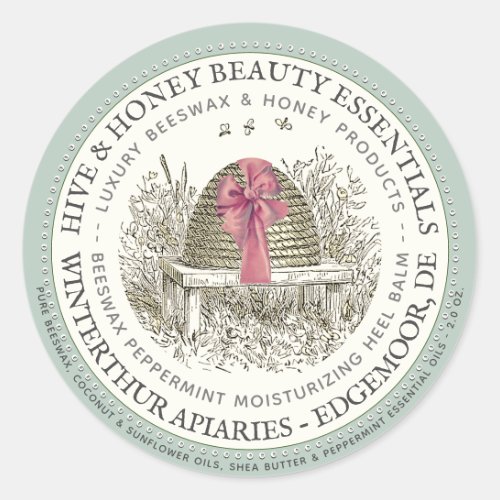 Luxe Heel Balm Label Peppermint with Skep and Bow