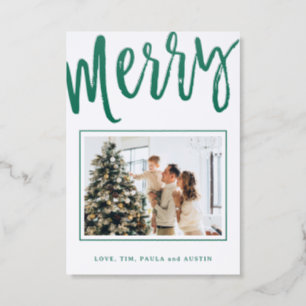 Luxe Holiday Card, Bold Merry Letterpress Photo Cards