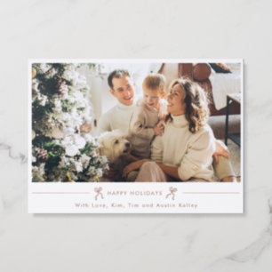 Luxe Holiday Card, Doodle Bows Letterpress Photo Cards