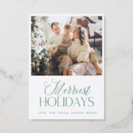 Luxe Holiday Card, Merriest Holidays, Letterpress Photo Cards