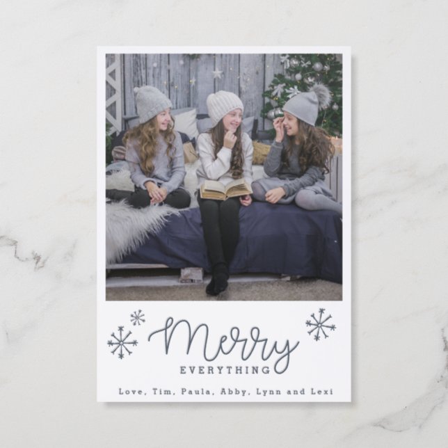 Luxe Holiday Card, Merry Everything Letterpress Photo Cards (Front)