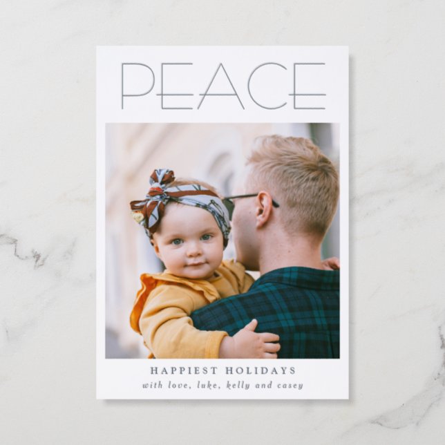 Luxe Holiday Card: Peace  Letterpress Photo Cards (Front)