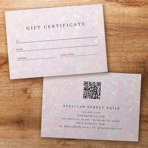Luxe Holographic QR Code Business Gift Certificate