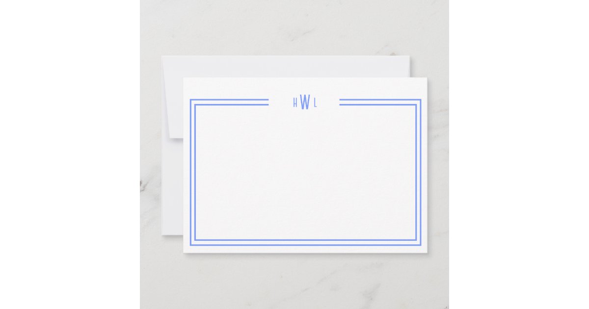 Luxe Initial Personal Stationery Blue Note Card | Zazzle