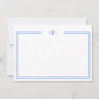 Luxe Initial Personal Stationery Blue Note Card