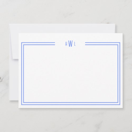 Luxe Initial Personal Stationery Blue Note Card