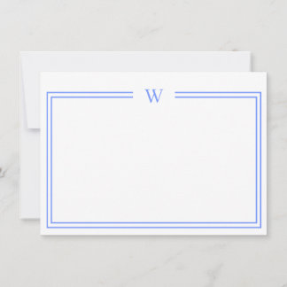 Luxe Initial Personal Stationery Blue Note Card